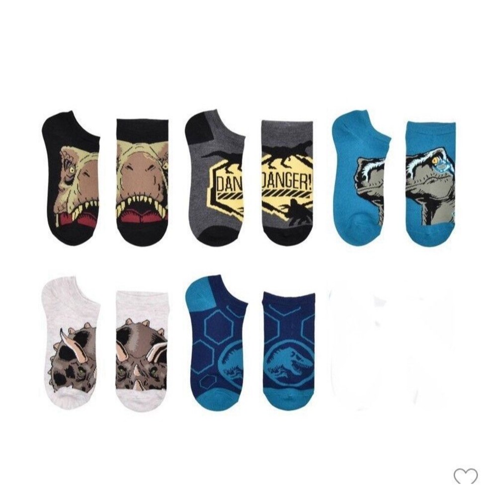 Jurassic World Dinosaur Toddler XS/S Ankle Socks 5 Pack T-Rex Blue New